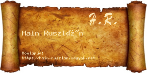 Hain Ruszlán névjegykártya
